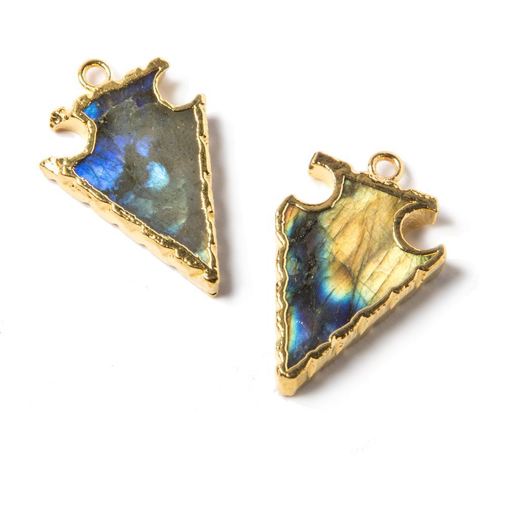24x16mm Gold Leaf Edged Labradorite Arrowhead Pendant 1 piece (ONLINE ORDER ONLY)