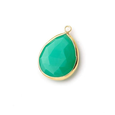 24x16mm Vermeil Bezeled Green Onyx faceted Pear Focal Pendant 1 piece (ONLINE ORDER ONLY)