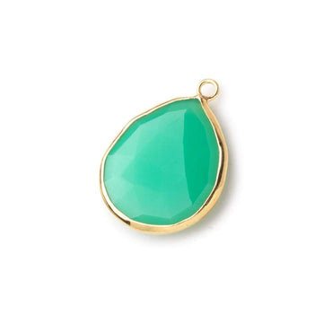 24x16mm Vermeil Bezeled Mint Green Onyx faceted Pear Focal Pendant 1 piece (ONLINE ORDER ONLY)