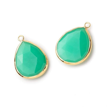 24x16mm Vermeil Bezeled Mint Green Onyx faceted Pear Focal Pendant 1 piece (ONLINE ORDER ONLY)