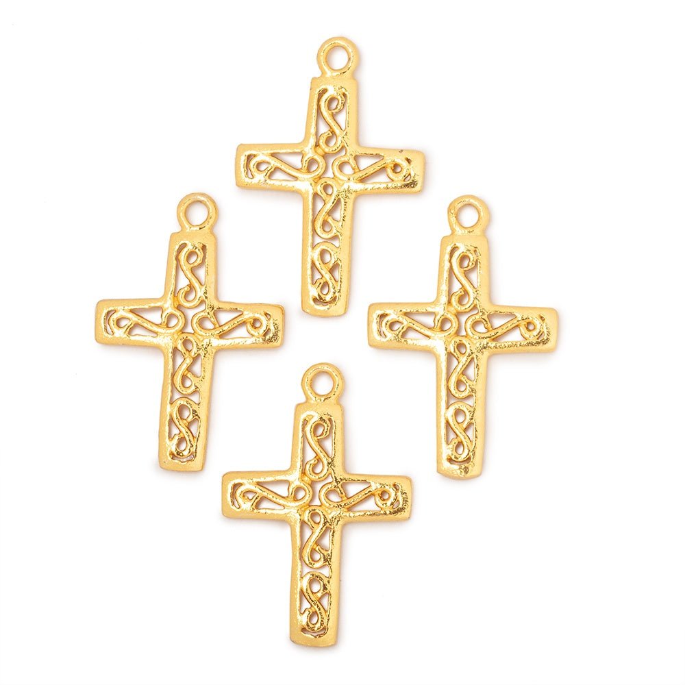 24x18mm Filigree Cross Pendant Charm Set of 4 pieces (ONLINE ORDER ONLY)