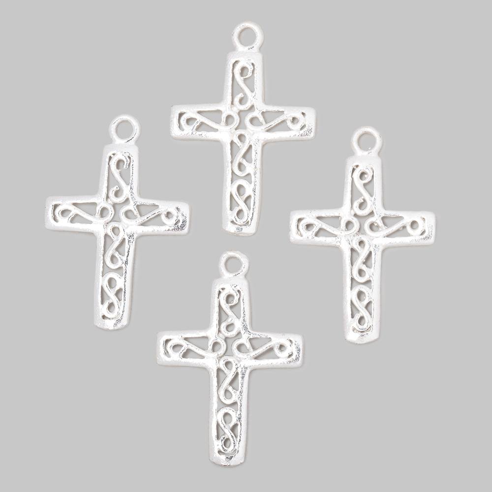 24x18mm Filigree Cross Pendant Charm Set of 4 pieces (ONLINE ORDER ONLY)