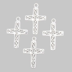 24x18mm Filigree Cross Pendant Charm Set of 4 pieces (ONLINE ORDER ONLY)