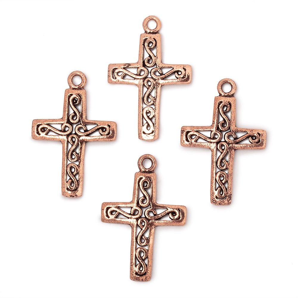 24x18mm Filigree Cross Pendant Charm Set of 4 pieces (ONLINE ORDER ONLY)