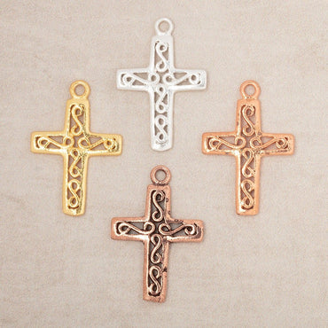 24x18mm Filigree Cross Pendant Charm Set of 4 pieces (ONLINE ORDER ONLY)