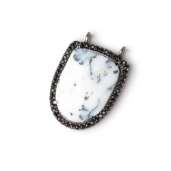24x19mm Black Gold & Black CZ Bezel Dendritic Opal Shield Connector 1 piece (ONLINE ORDER ONLY)