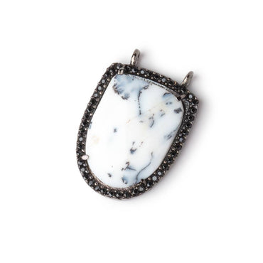 24x19mm Black Gold & Black CZ Bezel Dendritic Opal Shield Connector 1 piece (ONLINE ORDER ONLY)