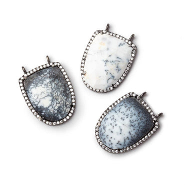 24x19mm Black Gold CZ Bezel Dendritic Opal Shield Connector 1 piece (ONLINE ORDER ONLY)
