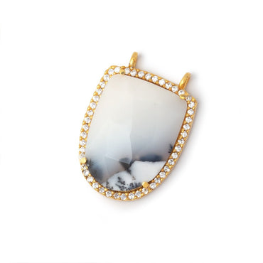 24x19mm Vermeil CZ Bezel Dendritic Opal Shield Connector 1 piece (ONLINE ORDER ONLY)