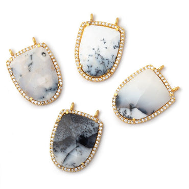 24x19mm Vermeil CZ Bezel Dendritic Opal Shield Connector 1 piece (ONLINE ORDER ONLY)