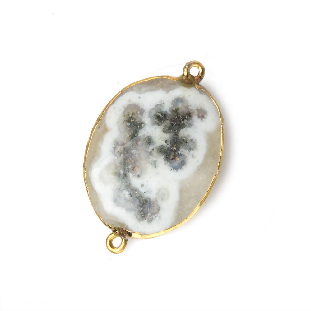 24x20mm 22kt Gold Leafed Natural Stalactite Solar Quartz Oval Connector 1 piece (ONLINE ORDER ONLY)