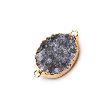 24x20x5mm Gold Leaf Smoke Grey Agate Drusy Free Shape Connector (ONLINE ORDER ONLY)