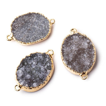 24x20x5mm Gold Leaf Smoke Grey Agate Drusy Free Shape Connector (ONLINE ORDER ONLY)