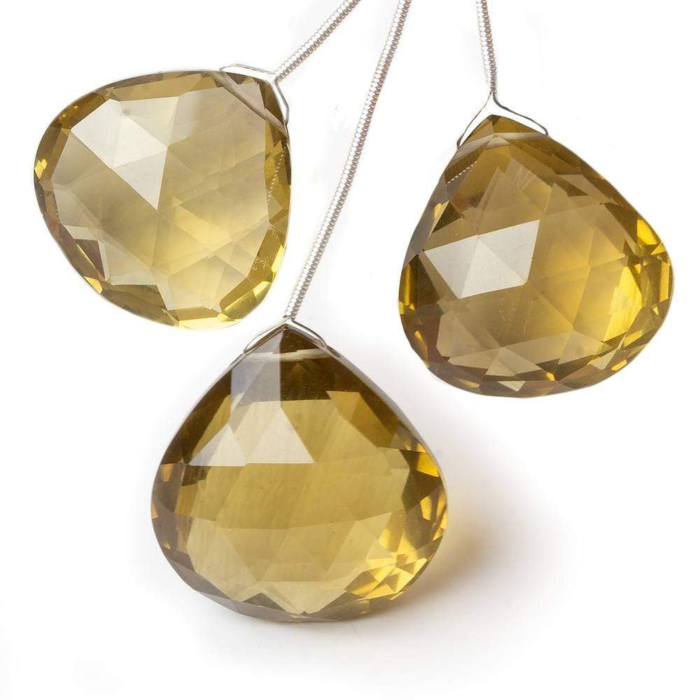 24x25-28x29mm Honey Quartz Faceted Heart Focal Bead Set of 3 (ONLINE ORDER ONLY)