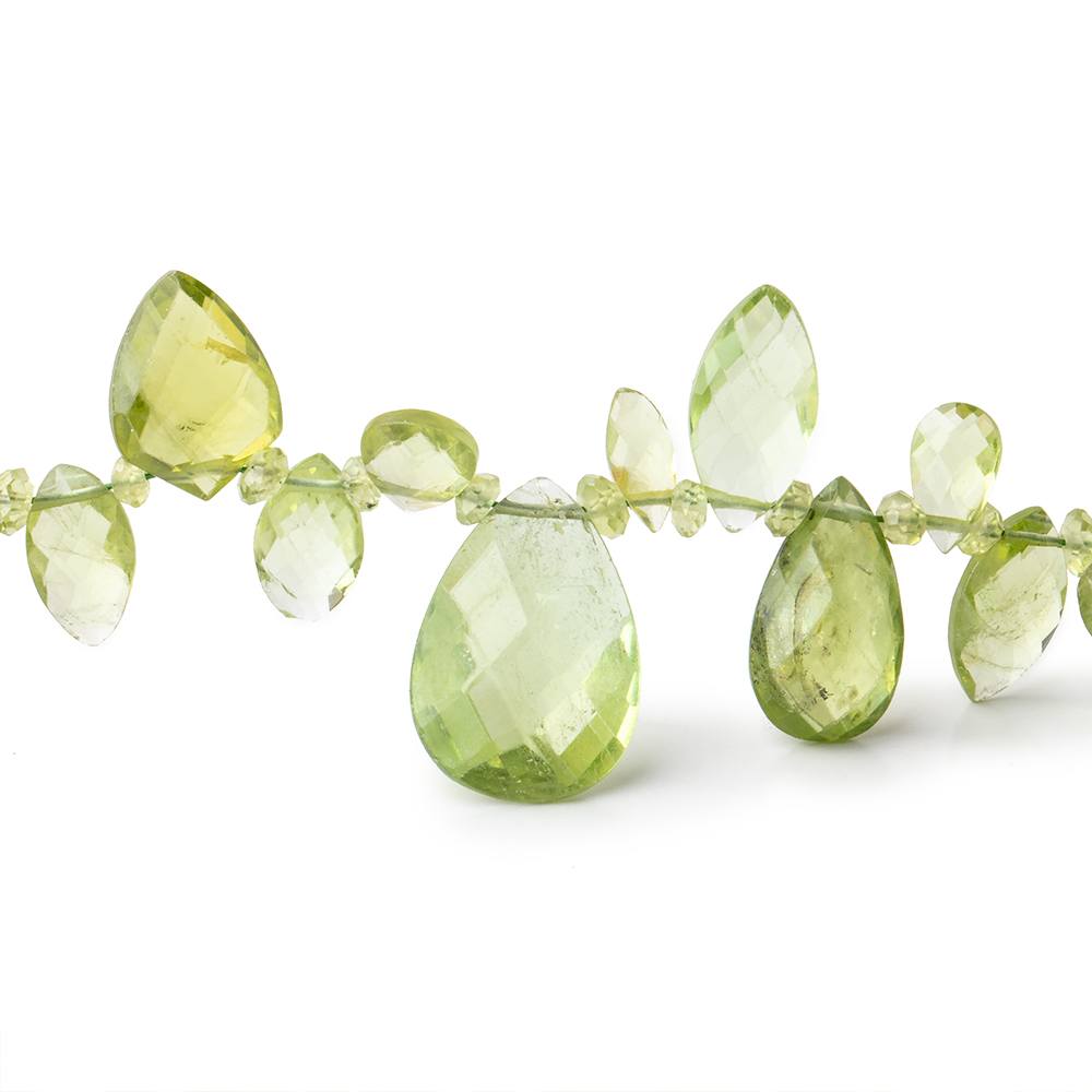 2.5-15x10mm Peridot Multiple Shape Beads 16 inch 46 pieces (ONLINE ORDER ONLY)