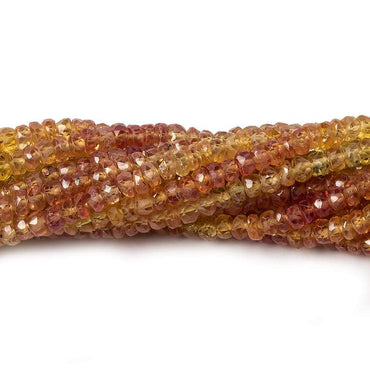 2.5-3.5mm Orange & Yellow Songea Sapphire rondelles 16 inch 225 beads AA (ONLINE ORDER ONLY)