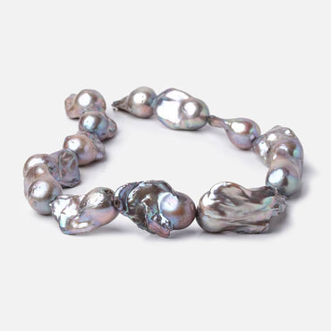 25-35mm Silver Ultra Baroque Freshwater Pearls 17 inch 14 Beads AA (ONLINE ORDER ONLY)