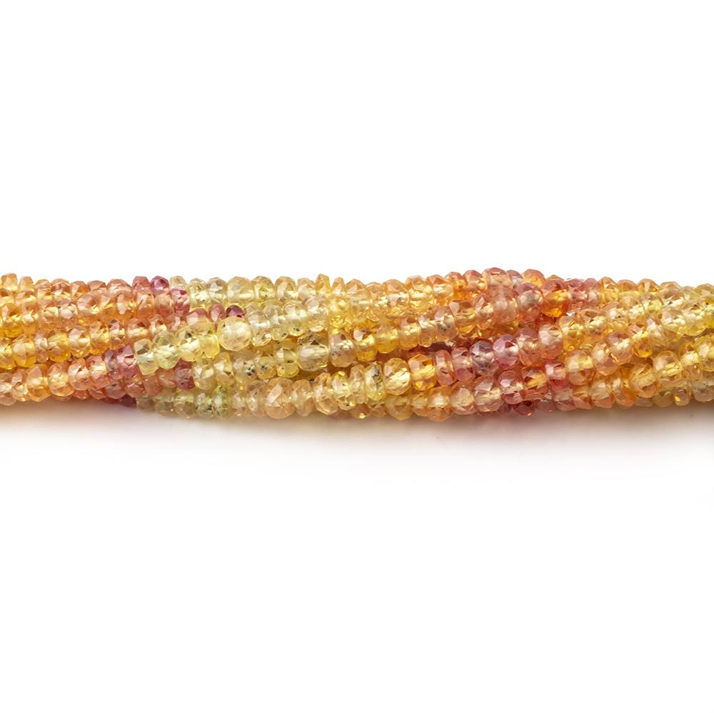 2.5-3.5mm Yellow & Orange Sapphire Faceted Rondelles 18 inch 300 Beads AA (ONLINE ORDER ONLY)