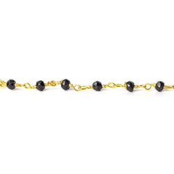 2.5-3mm Black Spinel Faceted Rondelle Gold Wire Wrapped Chain by the Foot (ONLINE ORDER ONLY)