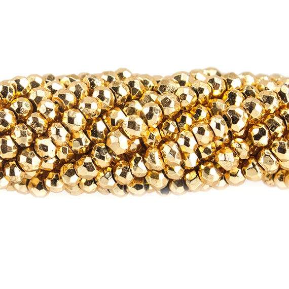 2.5-3mm Gold plated Pyrite Faceted Rondelle Beads 13 inch 155 pieces (ONLINE ORDER ONLY)