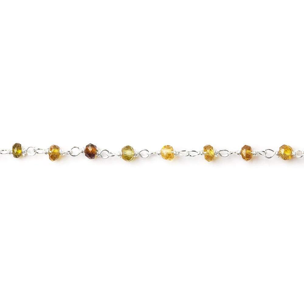 2.5-3mm Green & Brown Tourmaline Sterling Silver Chain by the foot (ONLINE ORDER ONLY)