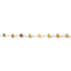 2.5-3mm Green & Brown Tourmaline Sterling Silver Chain by the foot (ONLINE ORDER ONLY)