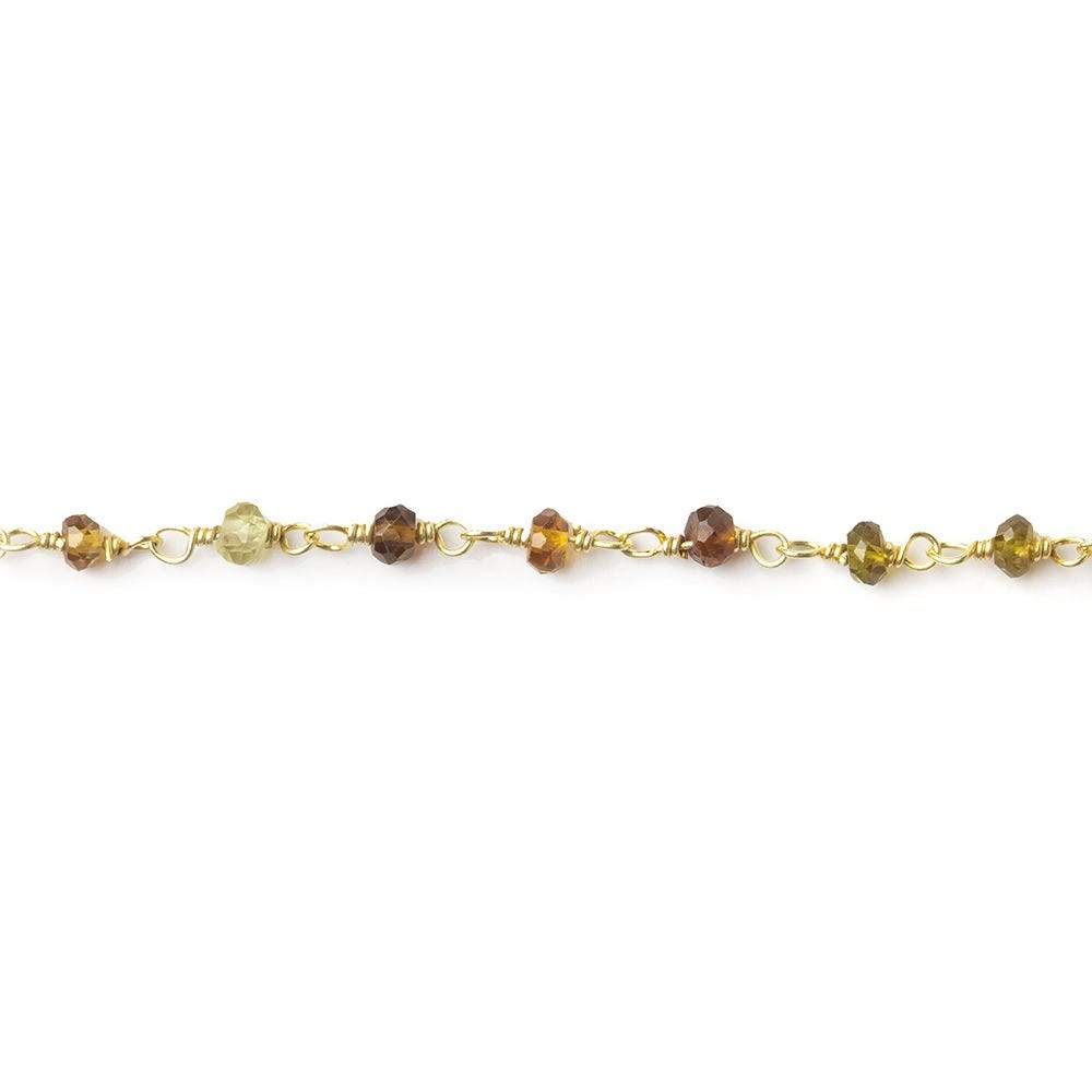 2.5-3mm Green & Brown Tourmaline Vermeil Chain by the foot (ONLINE ORDER ONLY)