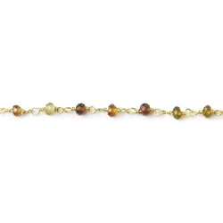 2.5-3mm Green & Brown Tourmaline Vermeil Chain by the foot (ONLINE ORDER ONLY)