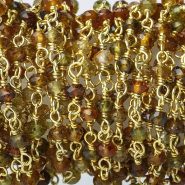 2.5-3mm Green & Brown Tourmaline Vermeil Chain by the foot (ONLINE ORDER ONLY)