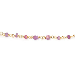 2.5-3mm Matte Burmese Ruby Plain Rondelles on Vermeil Chain (ONLINE ORDER ONLY)