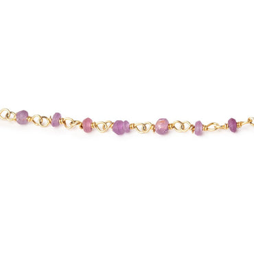 2.5-3mm Matte Burmese Ruby Plain Rondelles on Vermeil Chain (ONLINE ORDER ONLY)