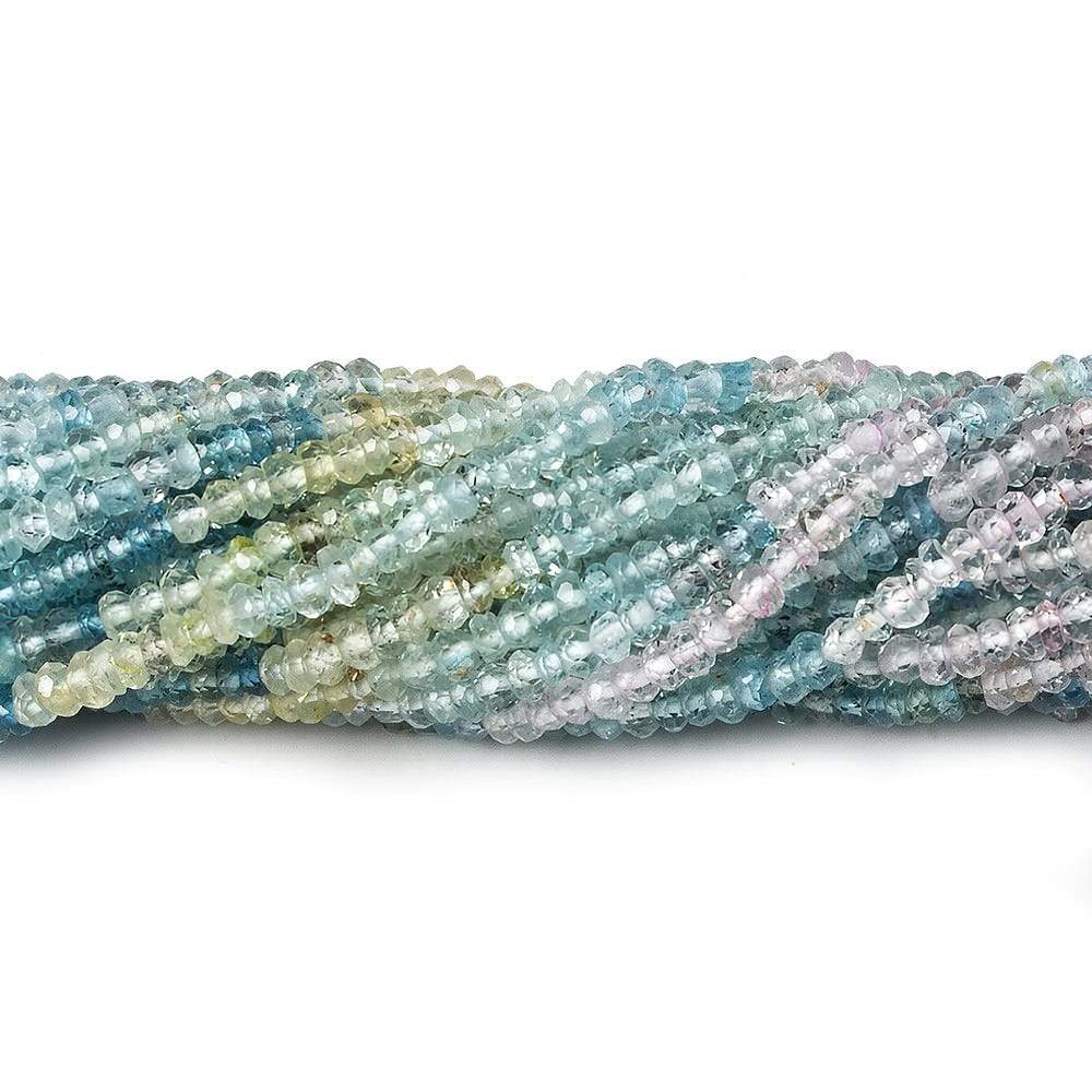 2.5-3mm Multi Beryl & Aquamarine Micro Faceted Rondelles 13 inch 228 beads (ONLINE ORDER ONLY)