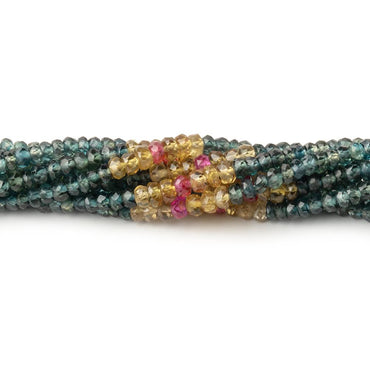 2.5-3mm Multi Color Sapphire Faceted Rondelles 15.5 inch 250 Beads (ONLINE ORDER ONLY)