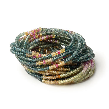 2.5-3mm Multi Color Sapphire Faceted Rondelles 15.5 inch 250 Beads (ONLINE ORDER ONLY)