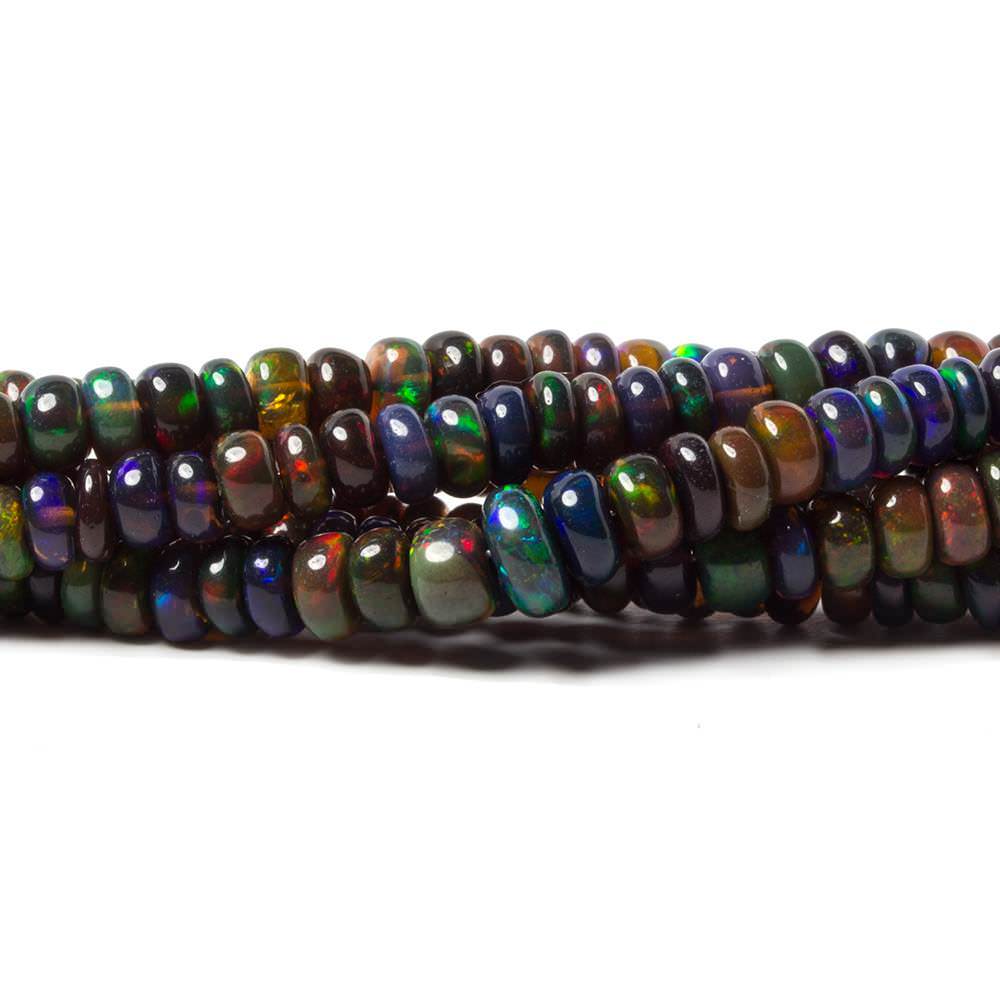 2.5 - 4.5mm Black Ethiopian Opal Plain Rondelle Beads 18 inch 235 pieces (ONLINE ORDER ONLY)