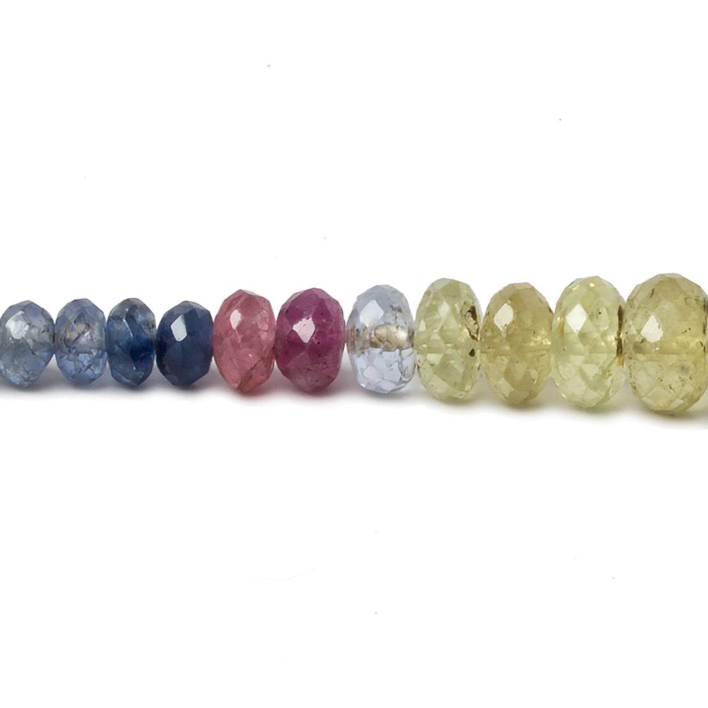 2.5-7mm Multi-gemstone of Ruby, Sapphire, Emerald Faceted Rondelle Beads 22 inch 223 pieces (ONLINE ORDER ONLY)