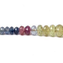 2.5-7mm Multi-gemstone of Ruby, Sapphire, Emerald Faceted Rondelle Beads 22 inch 223 pieces (ONLINE ORDER ONLY)