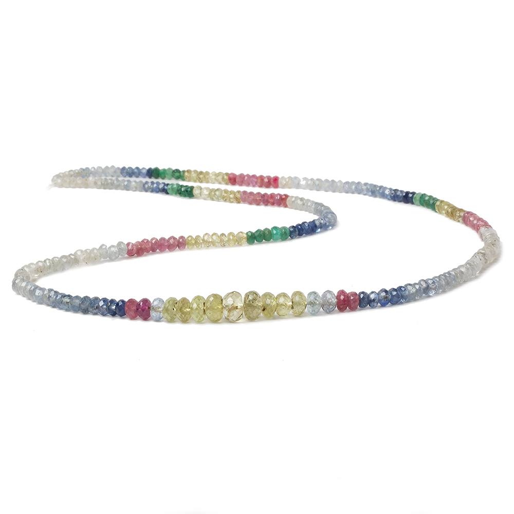 2.5-7mm Multi-gemstone of Ruby, Sapphire, Emerald Faceted Rondelle Beads 22 inch 223 pieces (ONLINE ORDER ONLY)