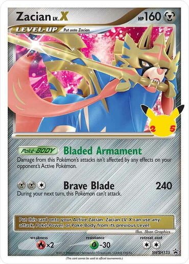 Zacian LV.X (SWSH135) (Celebrations) [Sword & Shield: Black Star Promos] (Online Only)