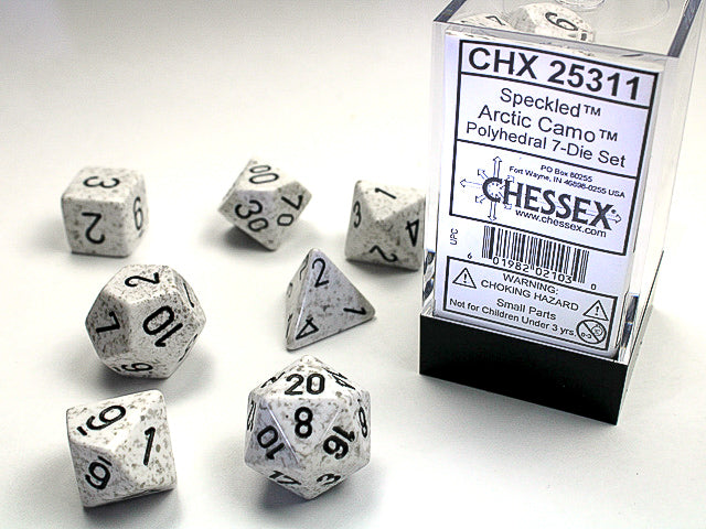 Speckled® Polyhedral Arctic Camo™ 7-Die Set Dnd Dice Set CHX25311 White/Black (Online Only)