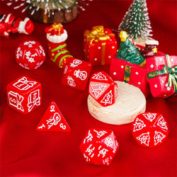 Red Christmas Dice w/White Presents Trees Snowman Holiday Festive (Online Only)