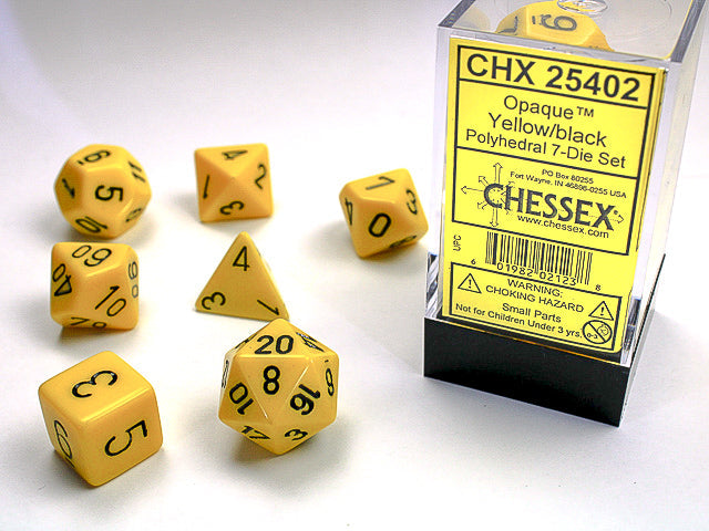 Opaque Polyhedral Yellow/white 7-Die Set Dnd Dice Set (Online Only)
