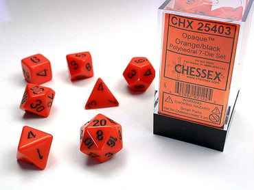 Opaque Polyhedral Orange/white 7-Die Set Dnd Dice Set (Online Only)