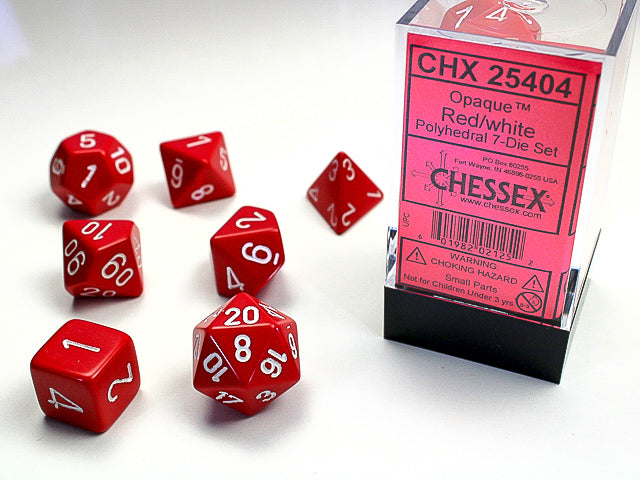 Opaque Polyhedral Red/white 7-Die Set Dnd Dice Set (Online Only)