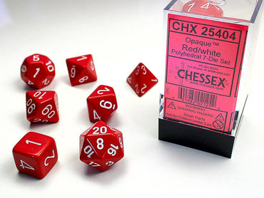 Opaque Polyhedral Red/white 7-Die Set Dnd Dice Set (Online Only)