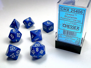 Opaque Polyhedral Blue/white 7-Die Set Dnd Dice Set (Online Only)