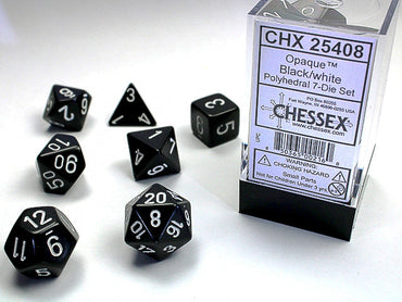 Opaque Polyhedral Black/white 7-Die Set Dnd Dice Set (Online Only)