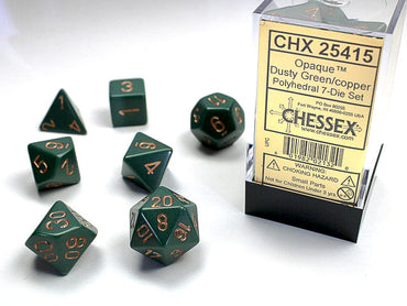 Opaque Polyhedral Dusty Green/copper 7-Die Set Dnd Dice Set CHX25415 (Online Only)