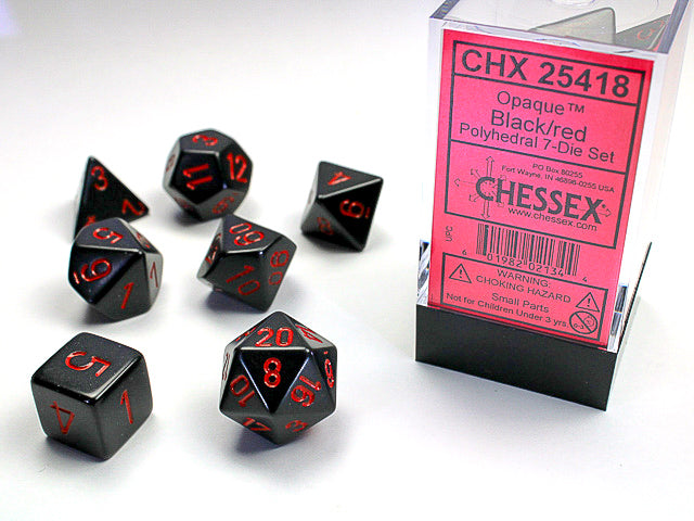 Opaque Polyhedral Black/red 7-Die Set Dnd Dice Set (Online Only)