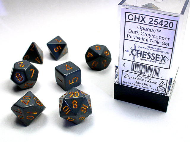 Opaque Polyhedral Dark Grey/copper 7-Die Set Dnd Dice Set (Online Only)